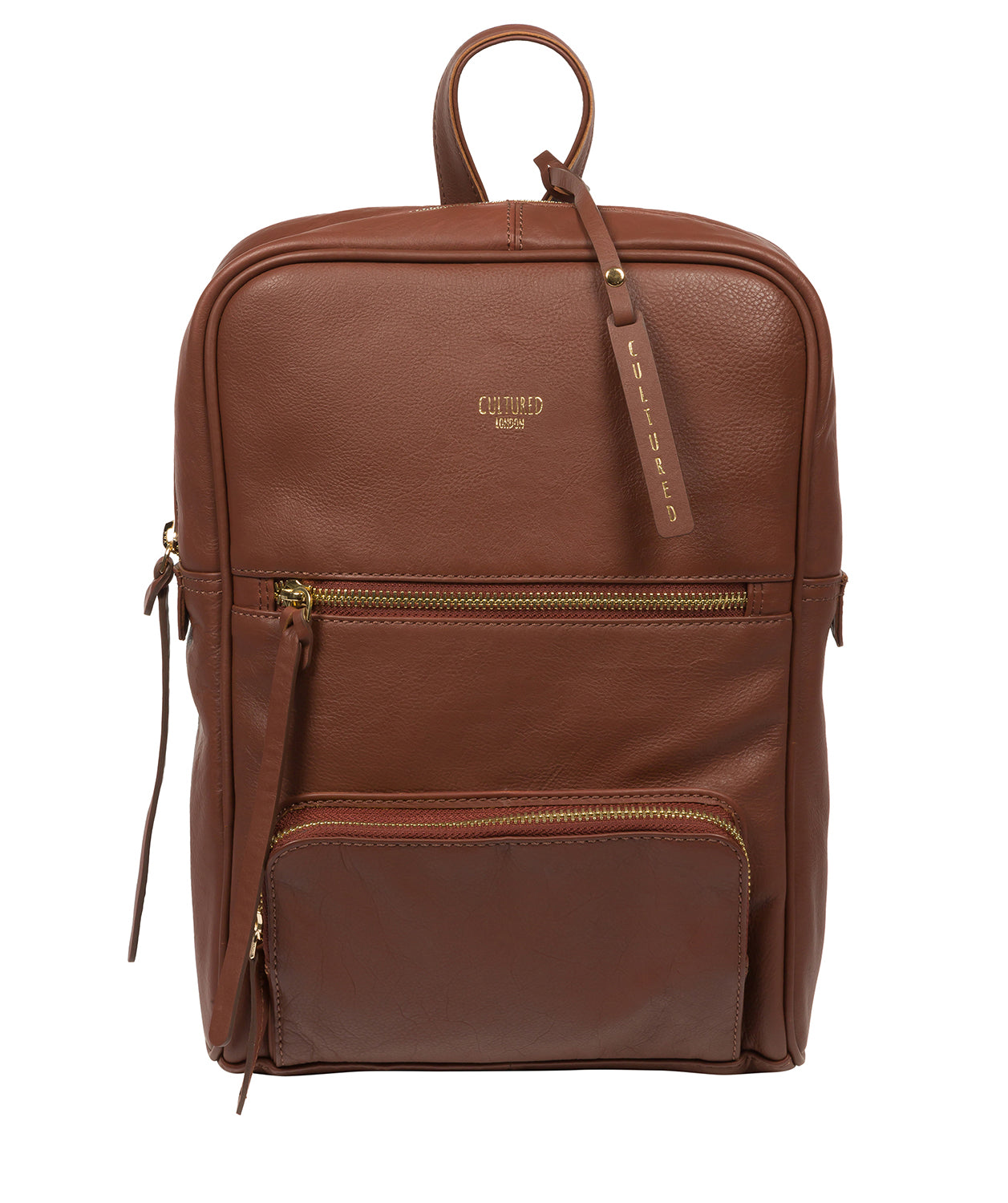 Cultured London Eco Collection Bags: 'Abbey' Conker Brown Leather Backpack