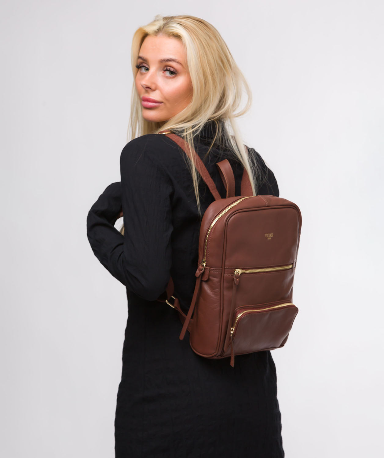 Cultured London Eco Collection Bags: 'Abbey' Conker Brown Leather Backpack