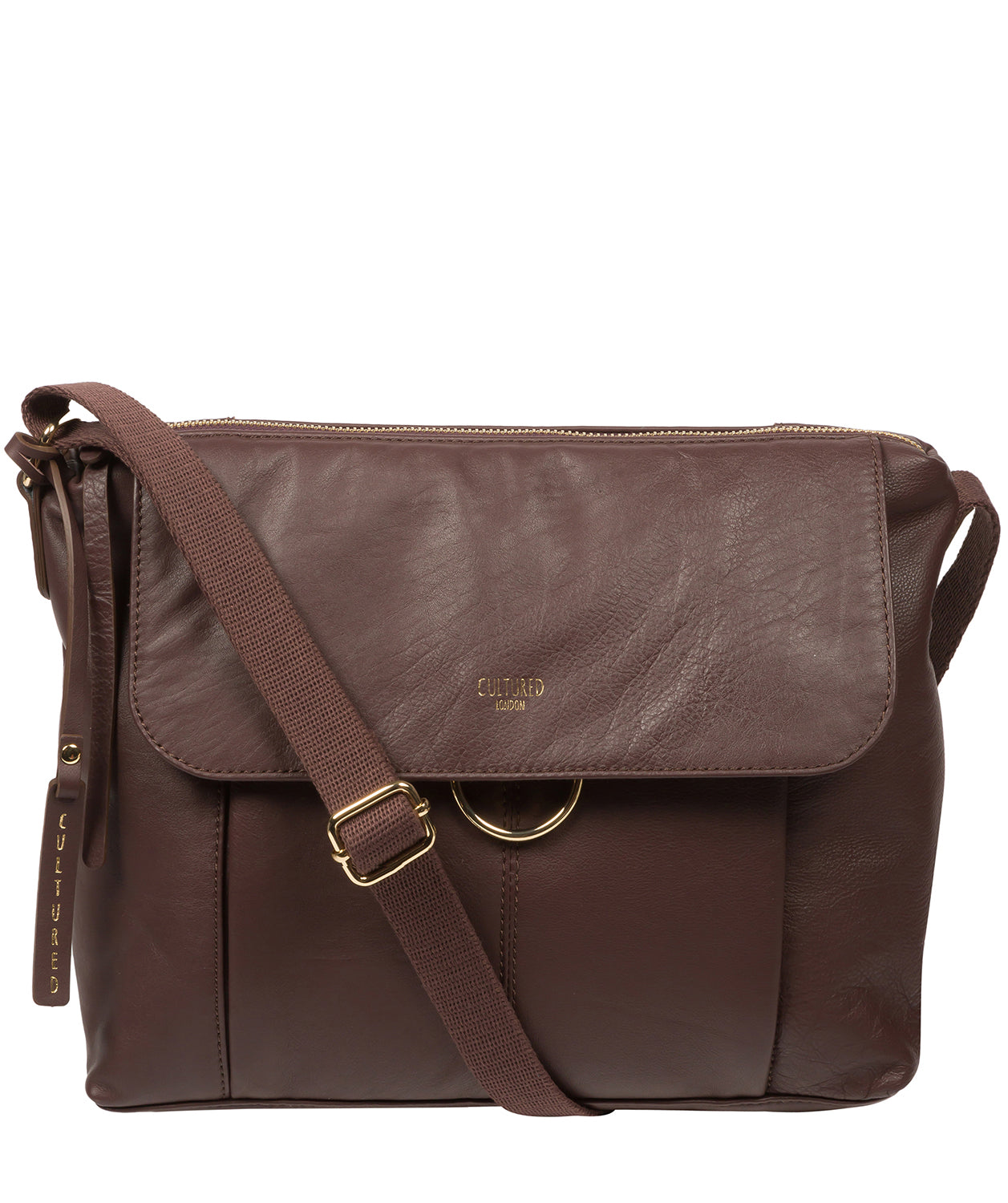 Cultured London Eco Collection Bags: 'Chancery' Plum Leather Shoulder Bag