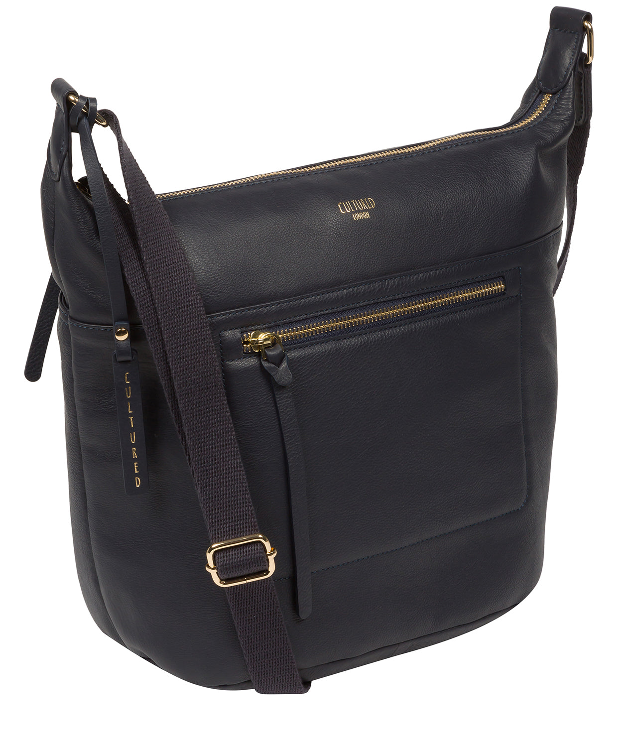 Cultured London Eco Collection Bags: 'Gants' Dark Navy Leather Cross Body Bag