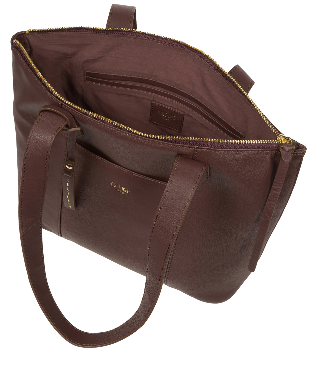 Cultured London Eco Collection Bags: 'Kensal' Plum Leather Handbag