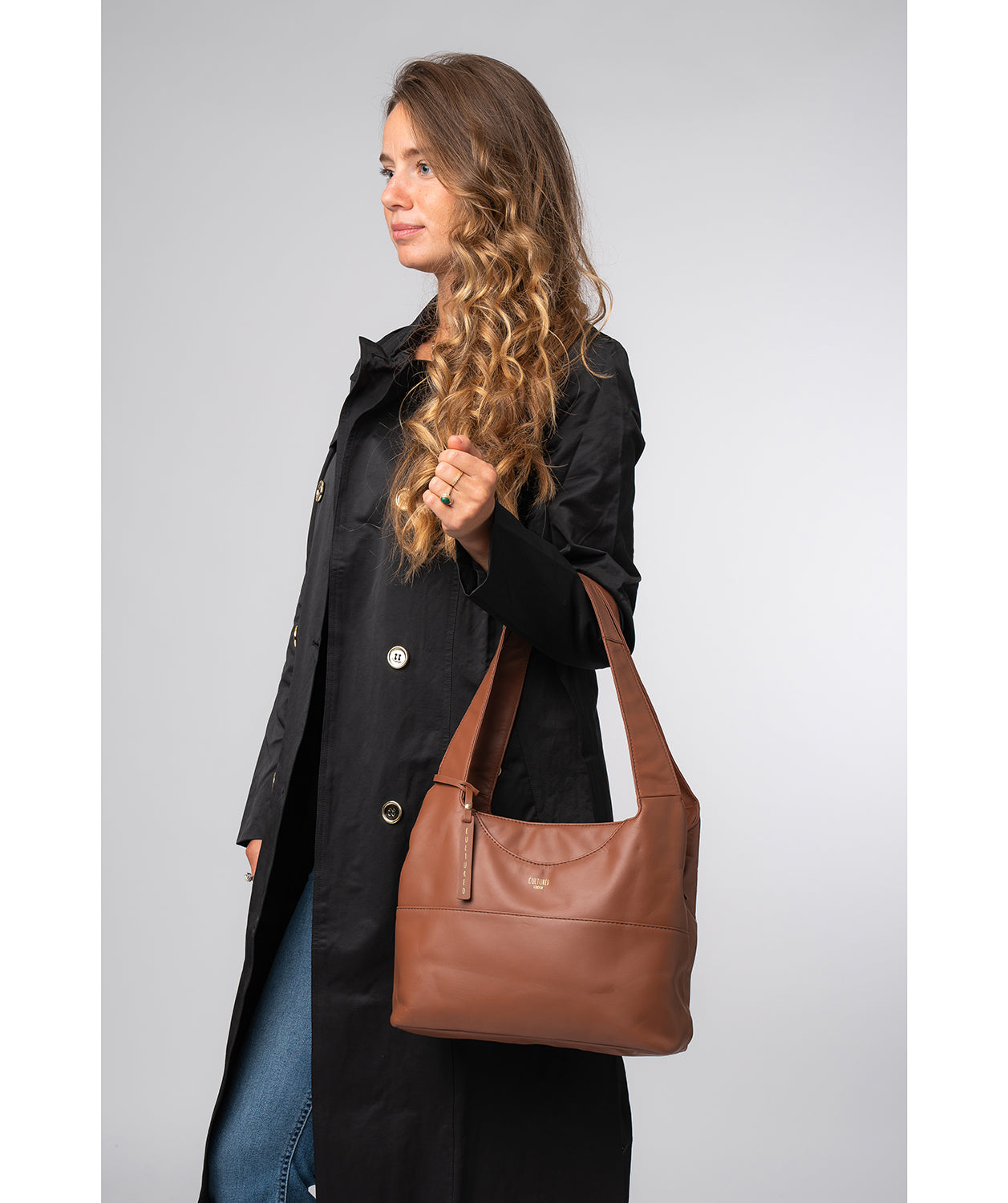 'Ariel' Oak Leather Shoulder Bag