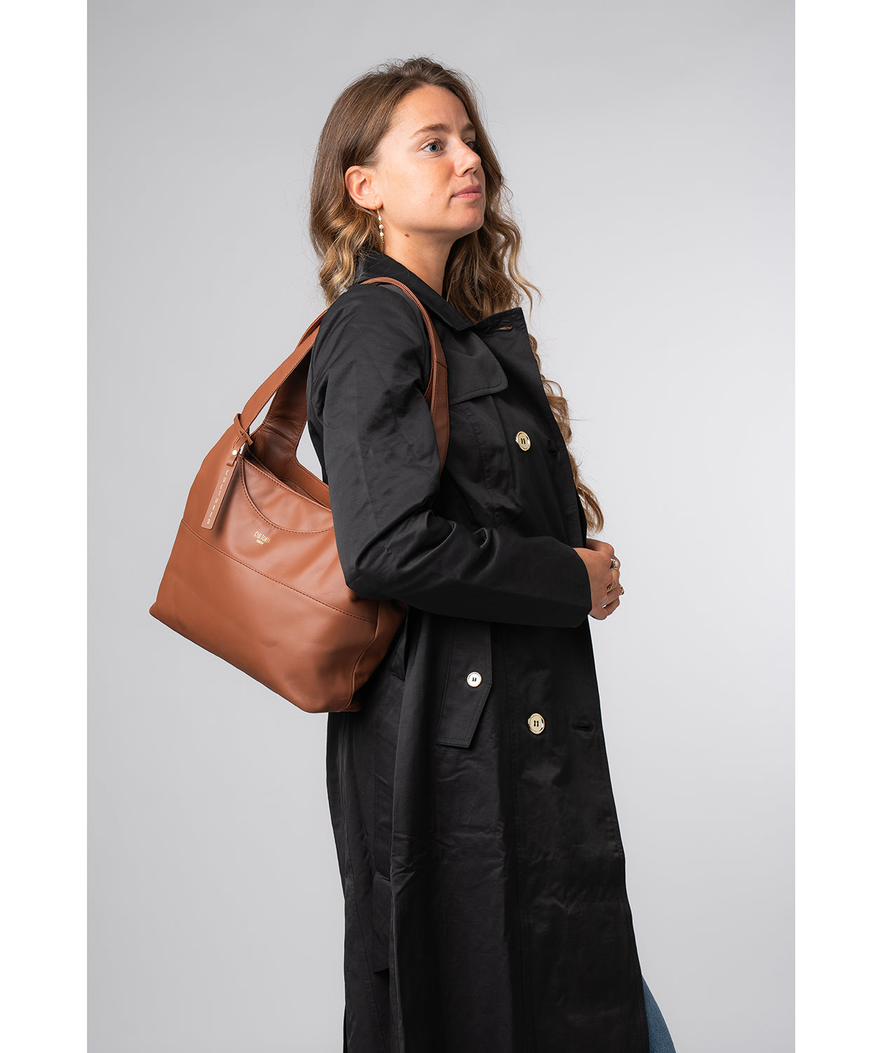 'Ariel' Oak Leather Shoulder Bag