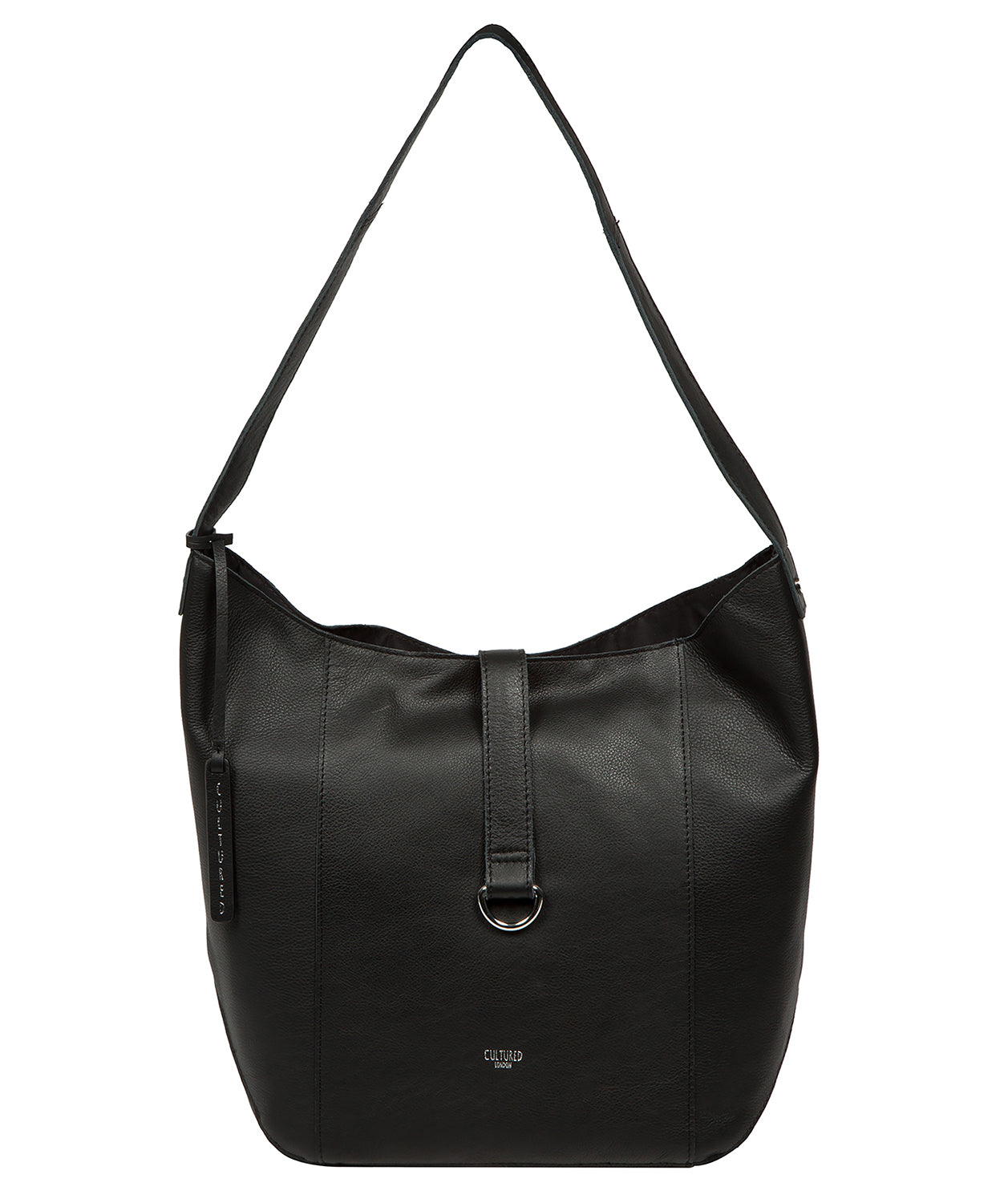 'Leilani' Black Leather Shoulder Bag