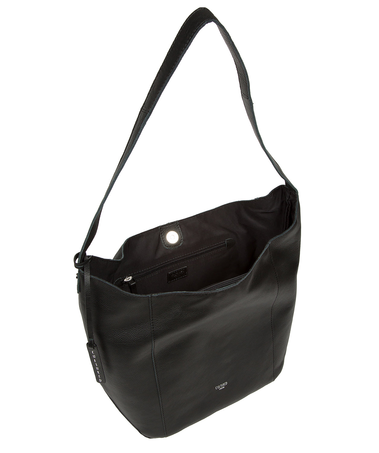 'Leilani' Black Leather Shoulder Bag