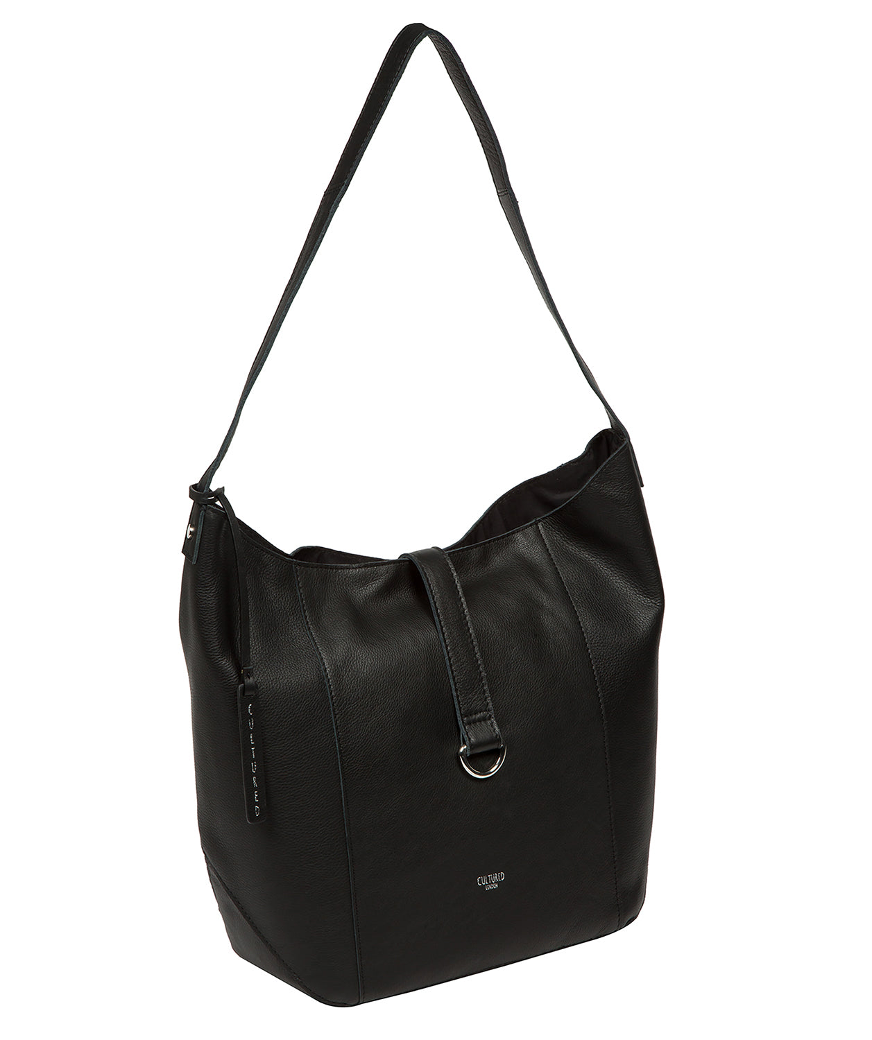 'Leilani' Black Leather Shoulder Bag