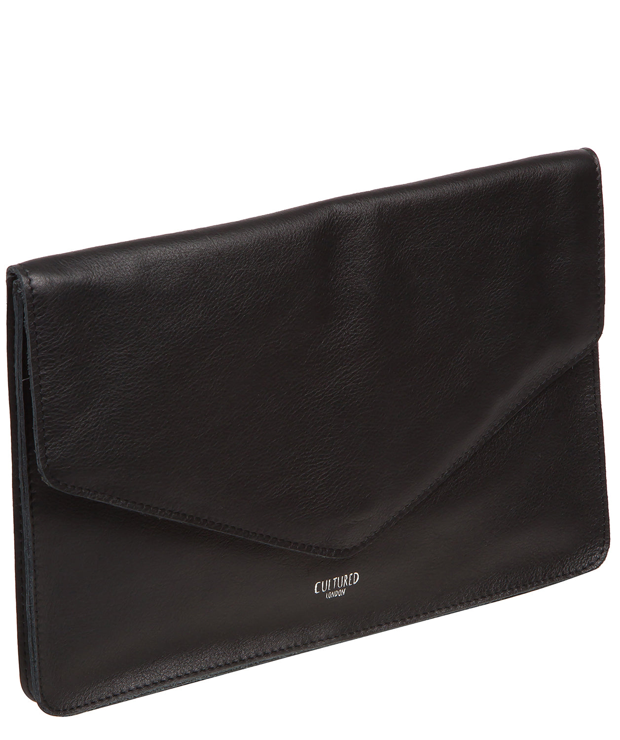 'Yara' Black Leather Clutch Bag