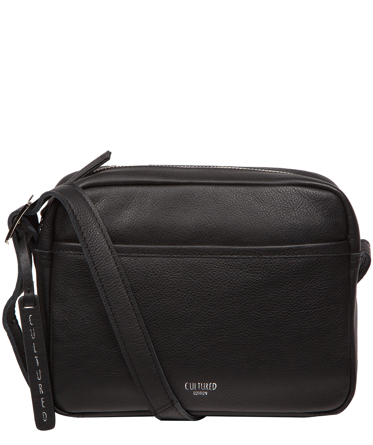 'Veda' Black Leather Cross Body Bag