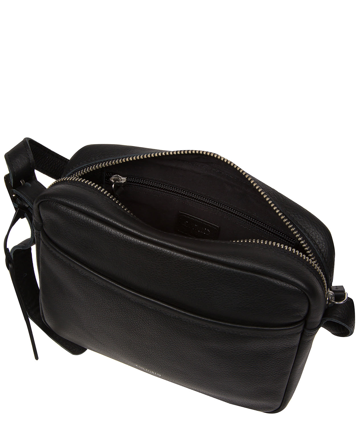 'Veda' Black Leather Cross Body Bag