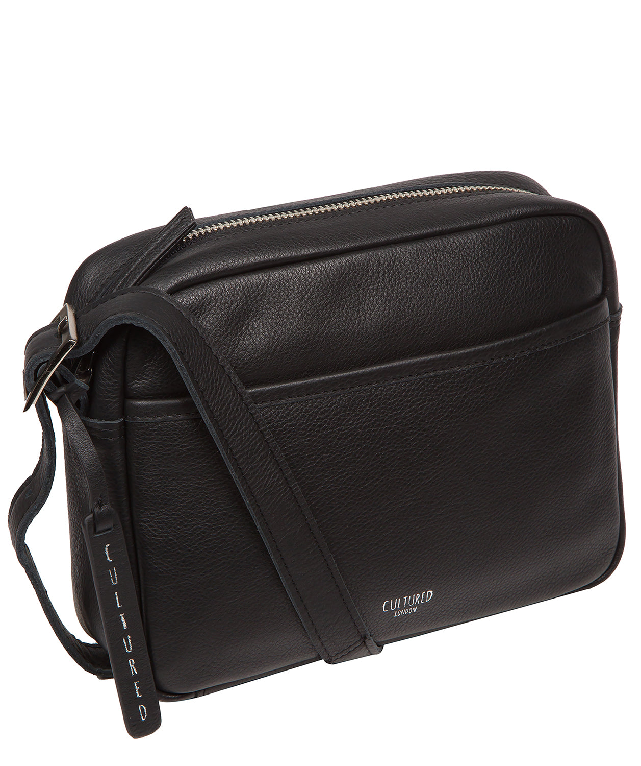 'Veda' Black Leather Cross Body Bag