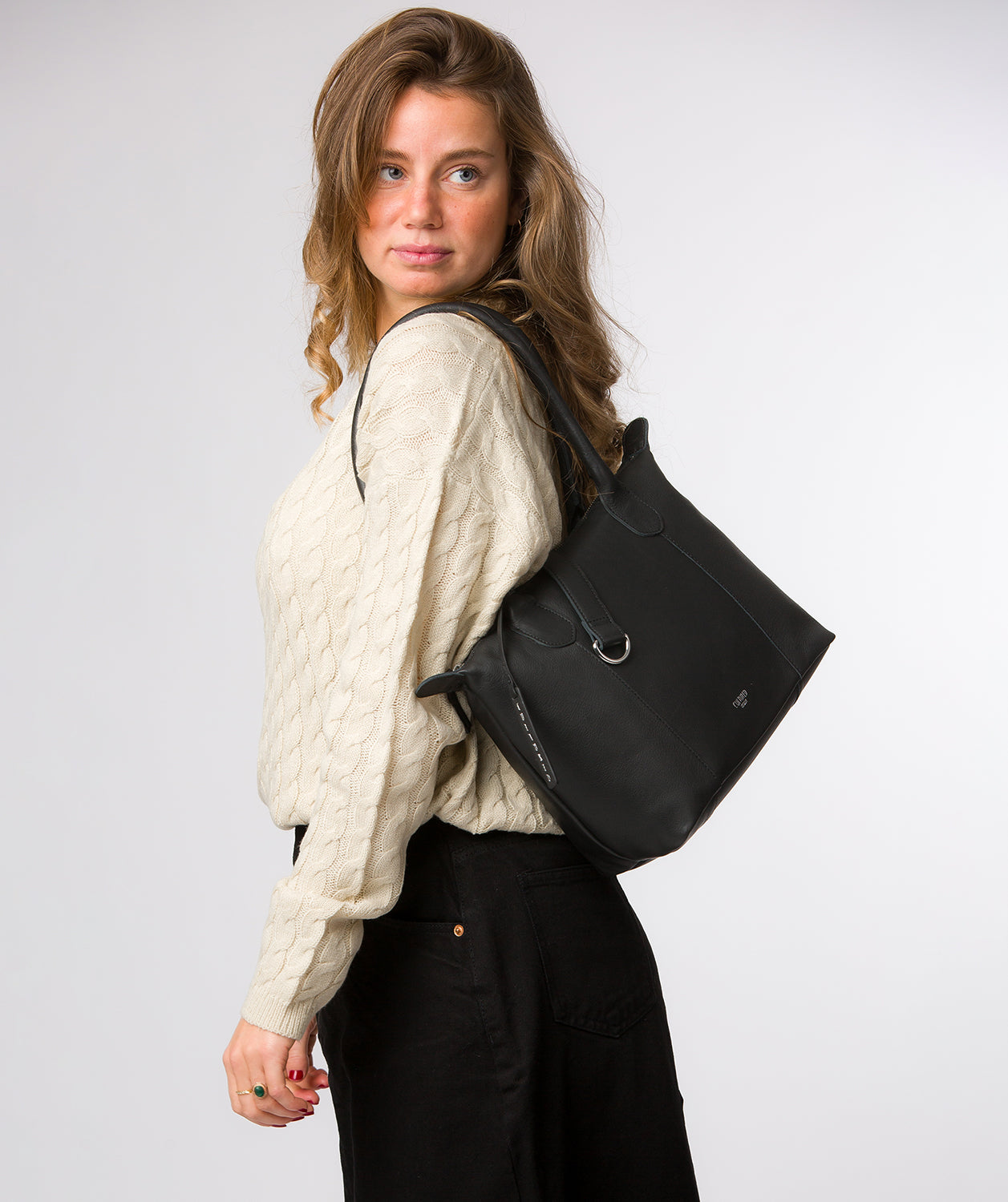 'Uma' Black Leather Tote Bag