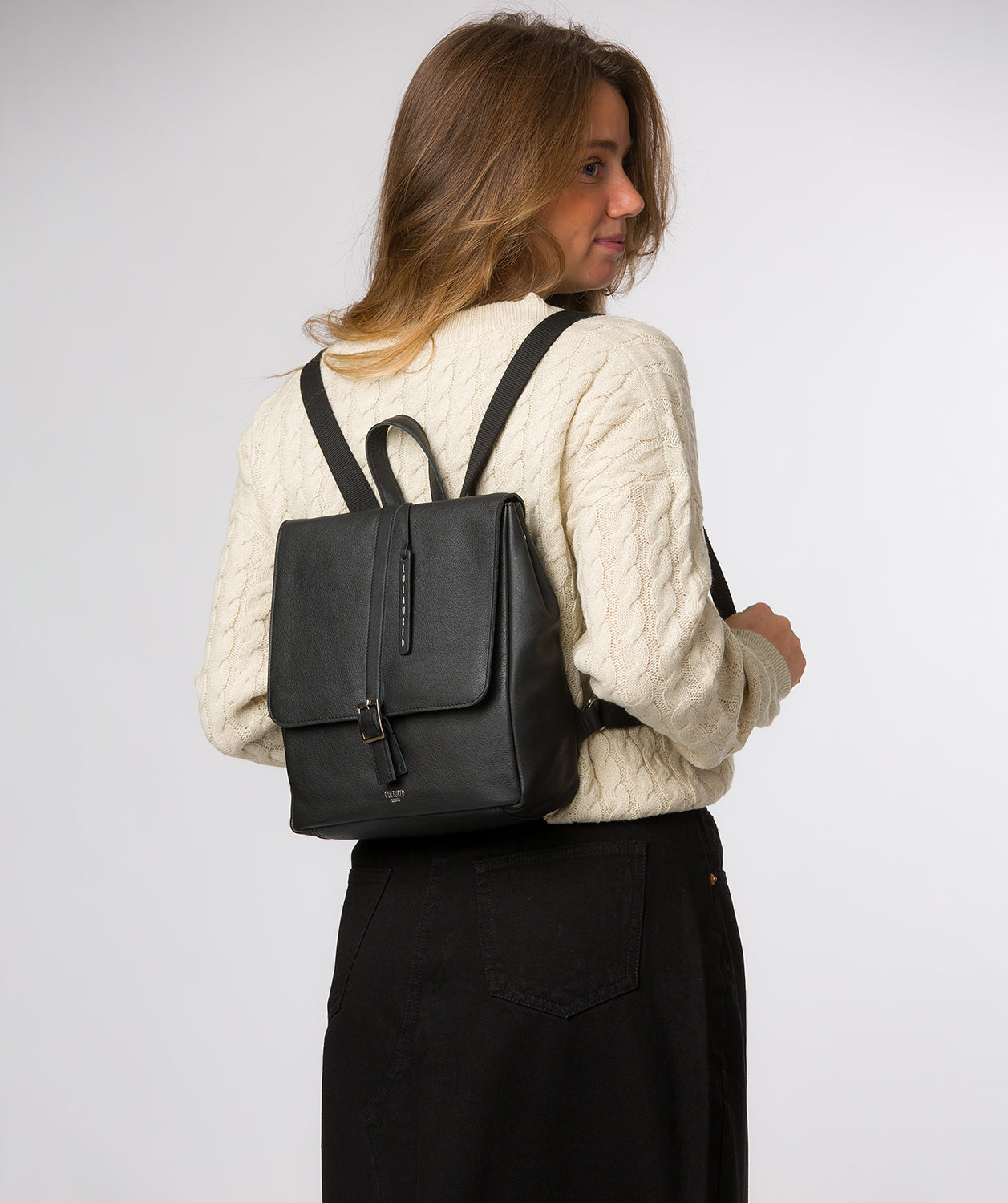 'Danica' Black Leather Backpack