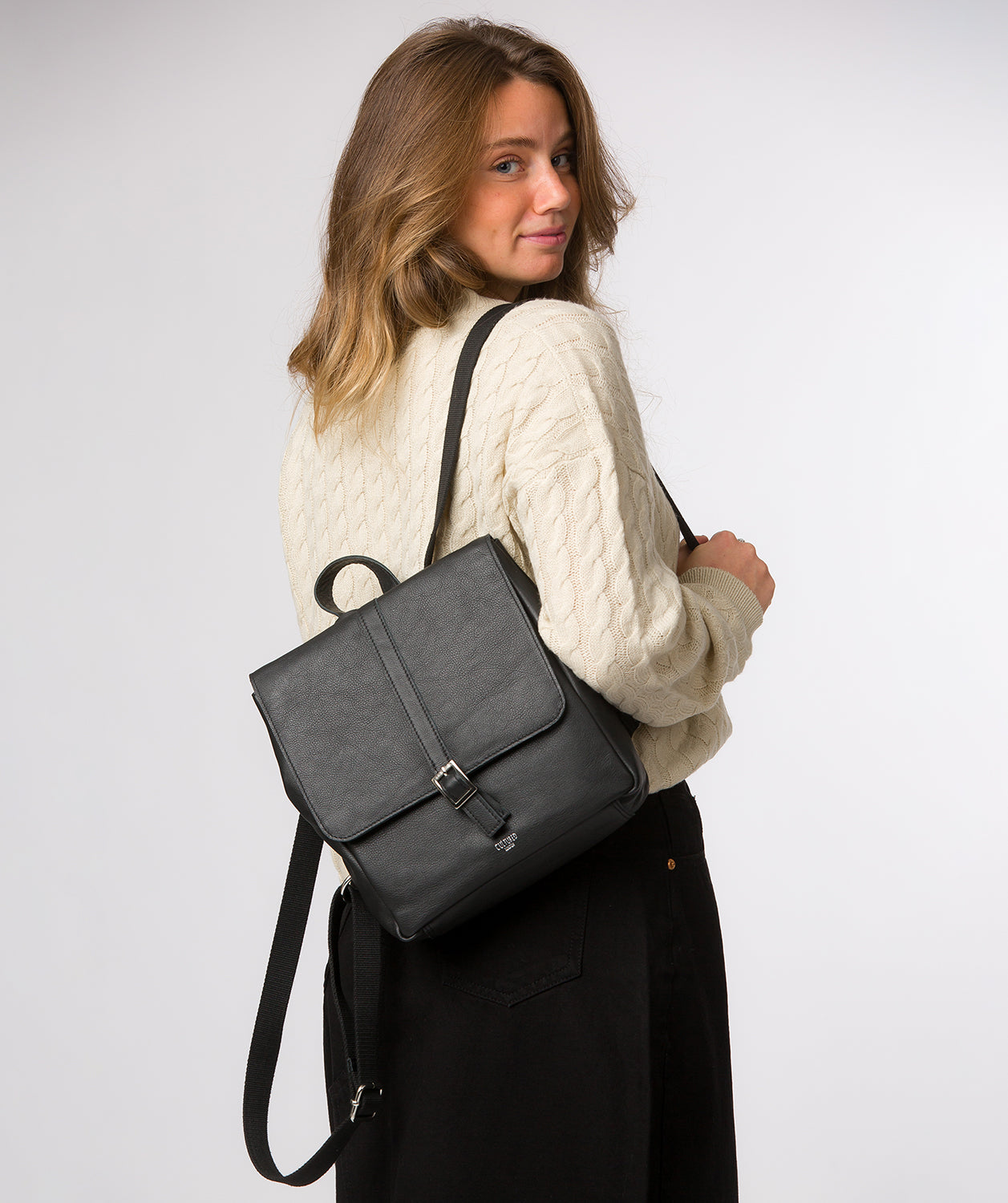 'Danica' Black Leather Backpack