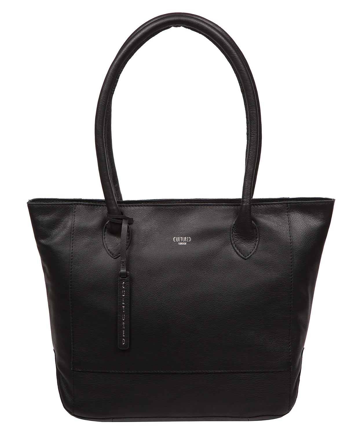 'Sabine' Black Leather Tote Bag