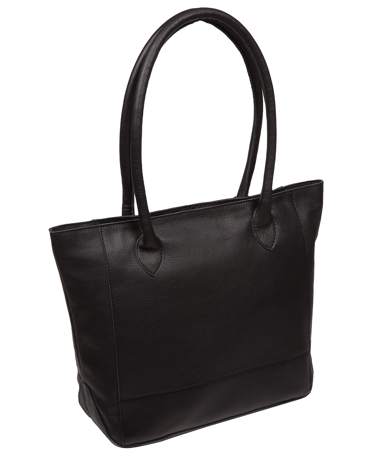 'Sabine' Black Leather Tote Bag