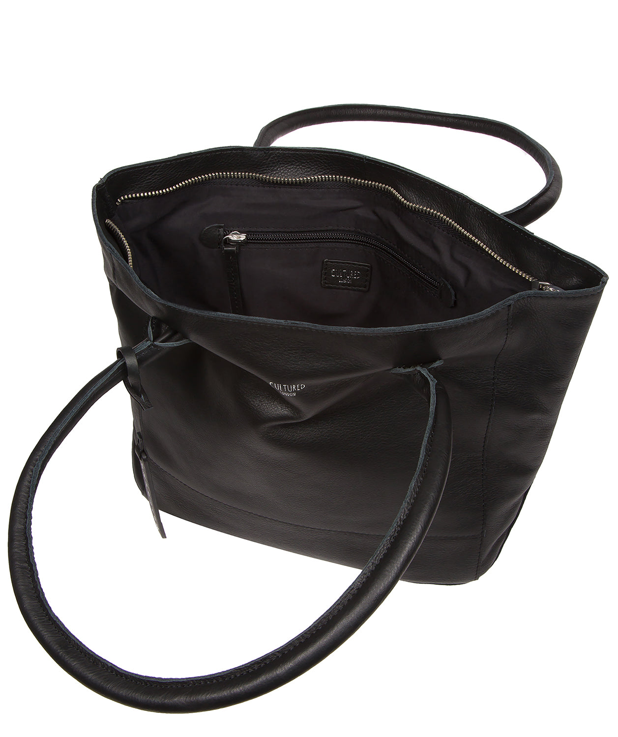 'Sabine' Black Leather Tote Bag