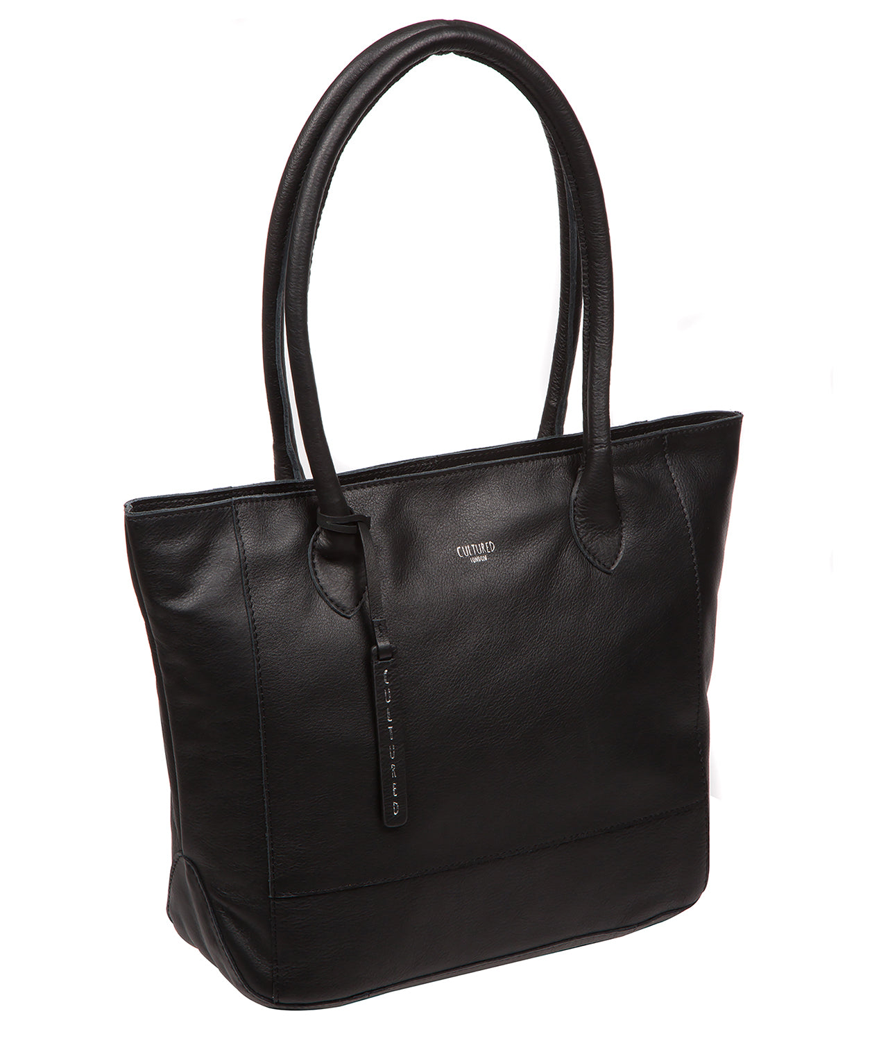 'Sabine' Black Leather Tote Bag