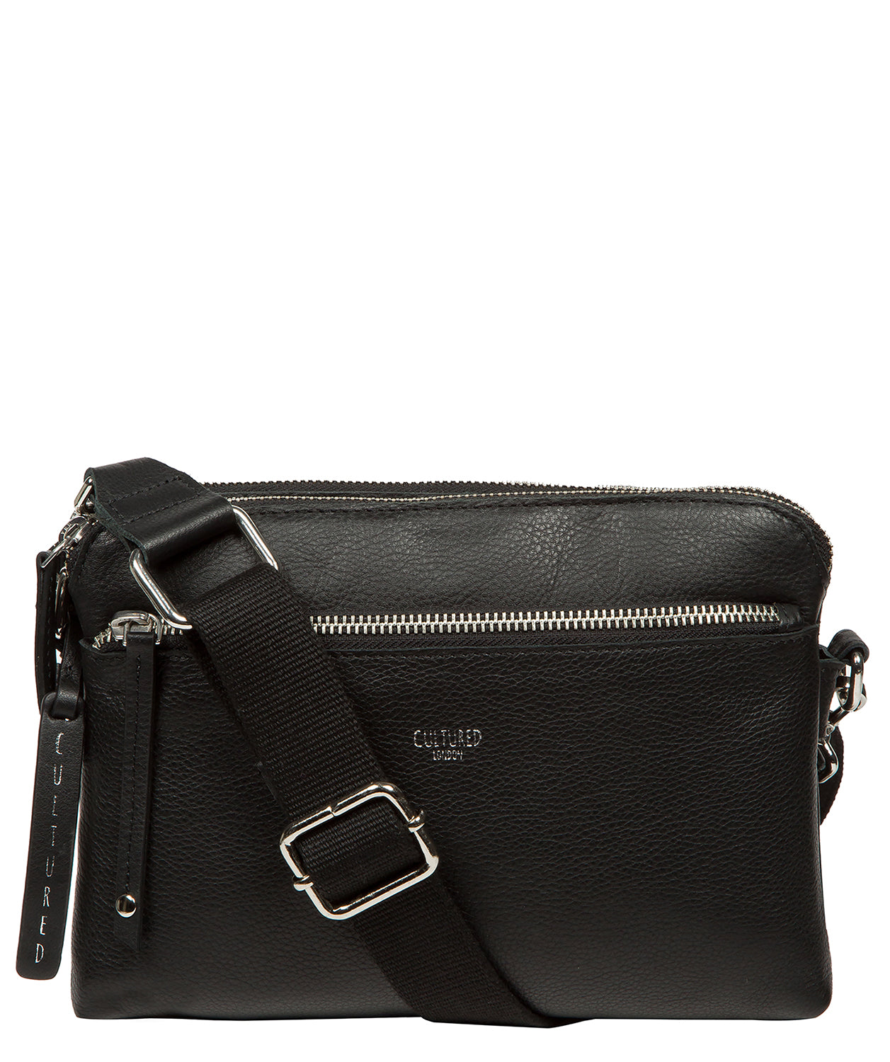 'Farrah' Black Leather Cross Body Bag