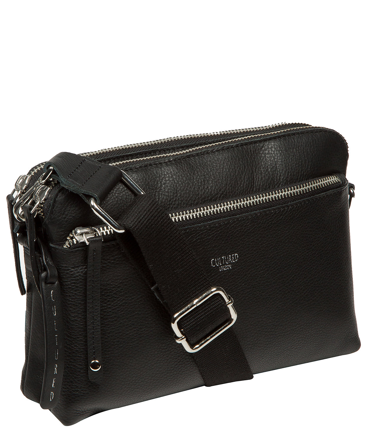 'Farrah' Black Leather Cross Body Bag