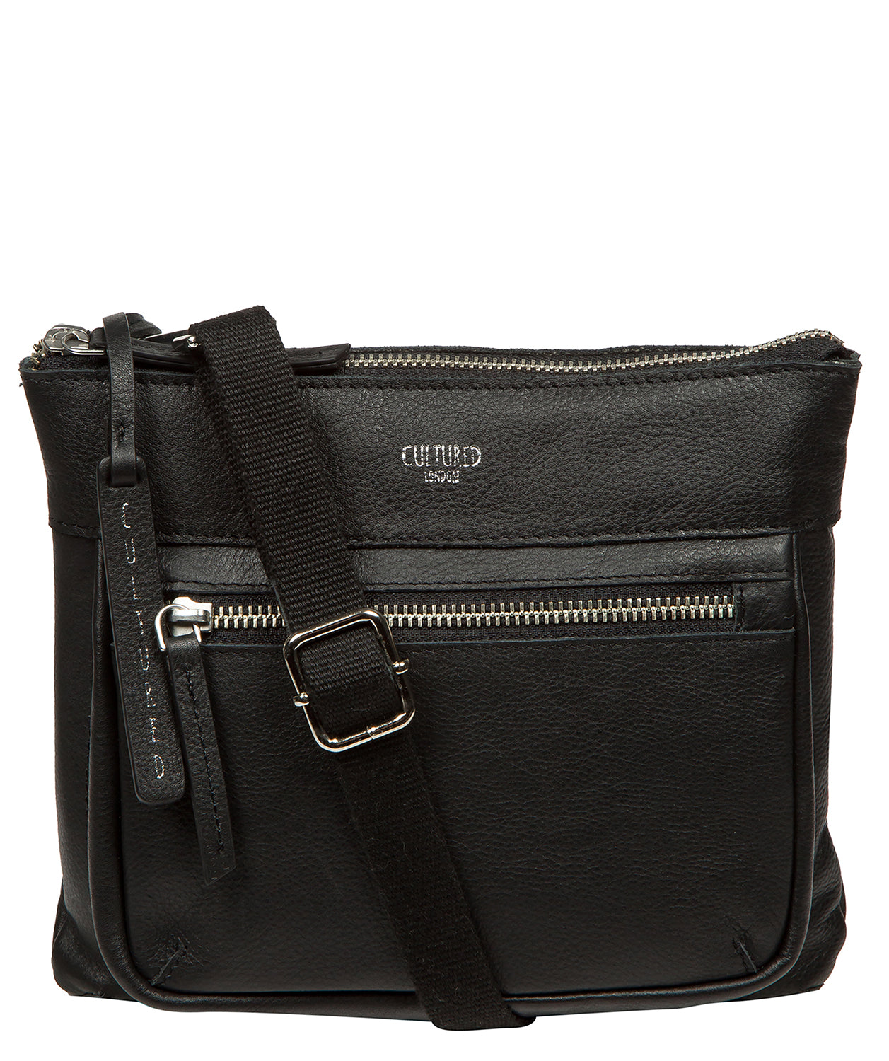 'Kaia' Black Leather Cross Body Bag