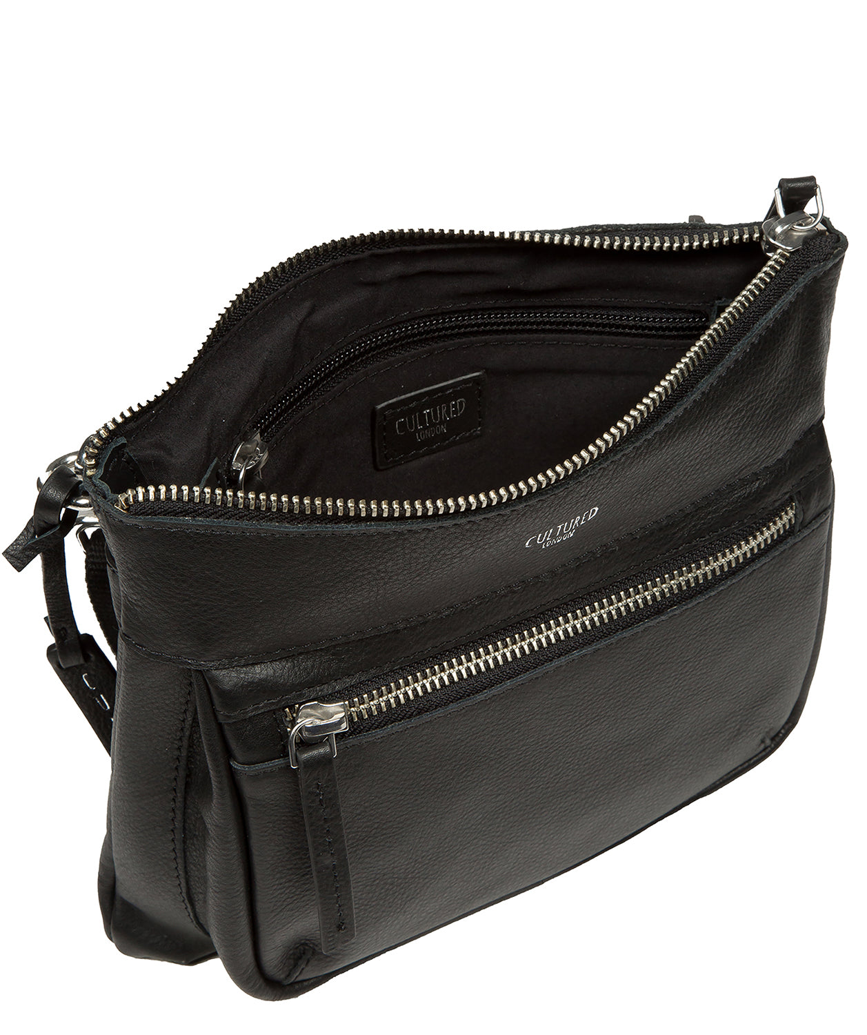 'Kaia' Black Leather Cross Body Bag