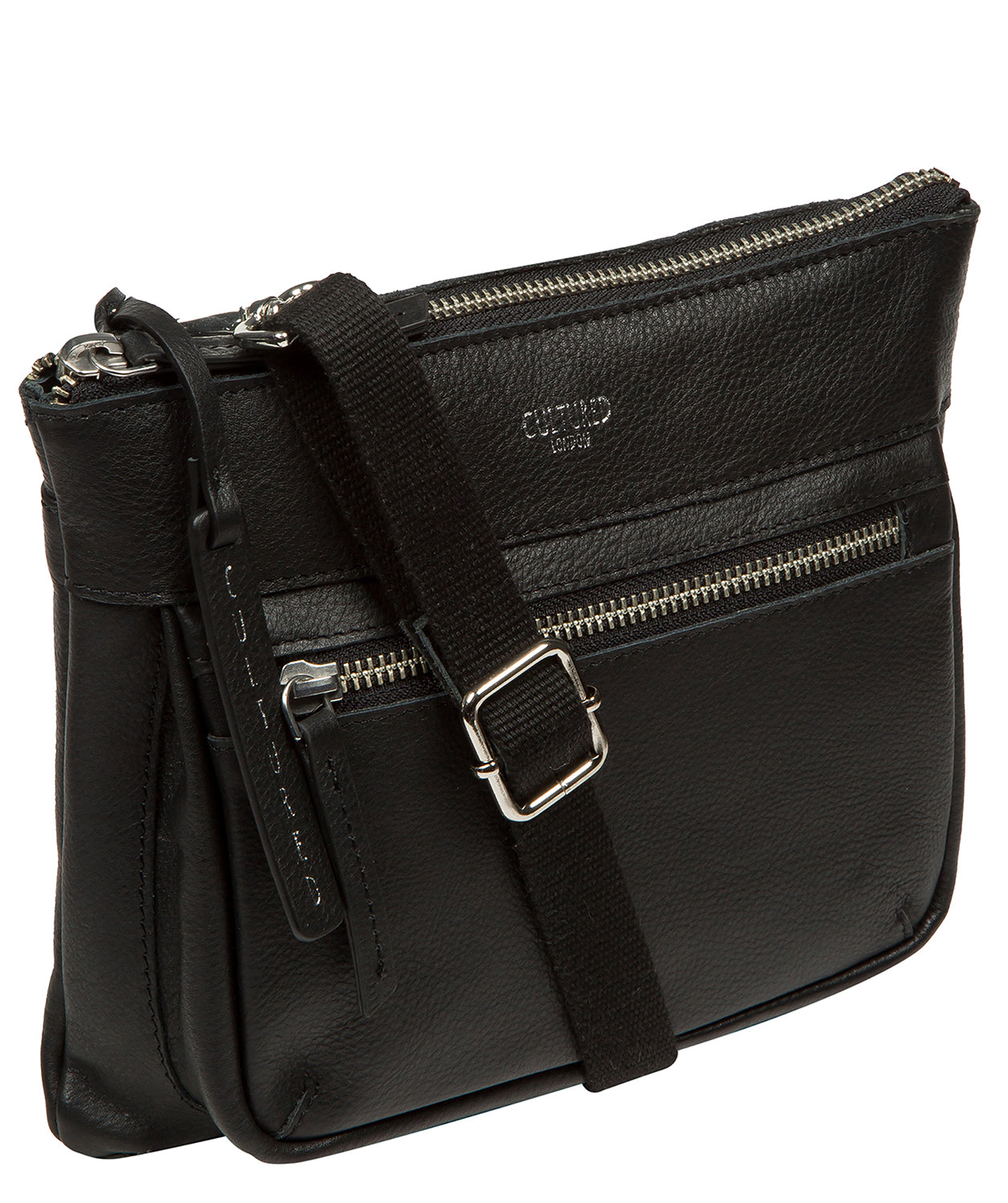 'Kaia' Black Leather Cross Body Bag