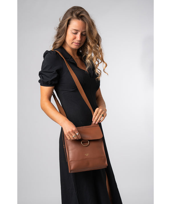 'Covent' Oak Leather Cross Body Bag