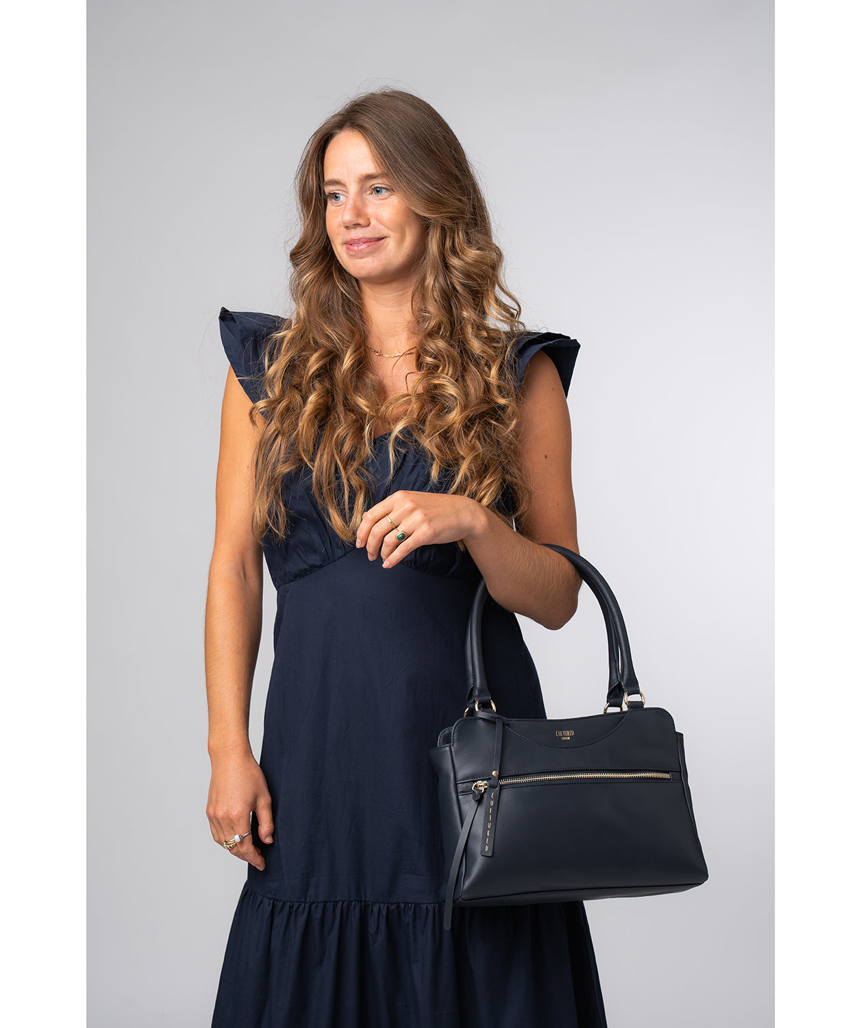 'Brianna' Dark Navy Leather Handbag