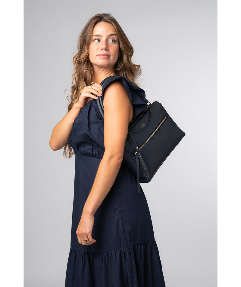 'Brianna' Dark Navy Leather Handbag