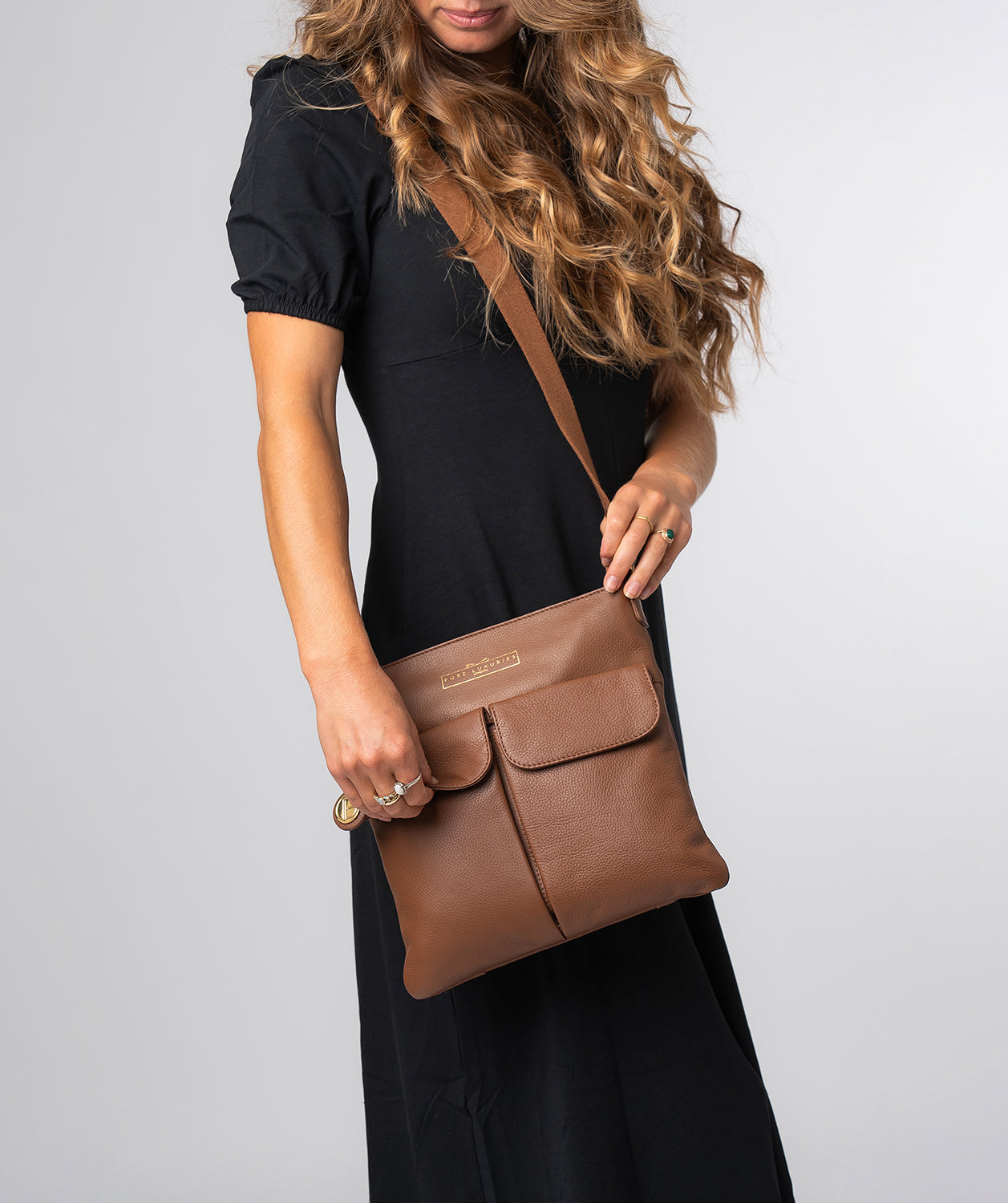 'Soames' Tan Leather Cross Body Bag