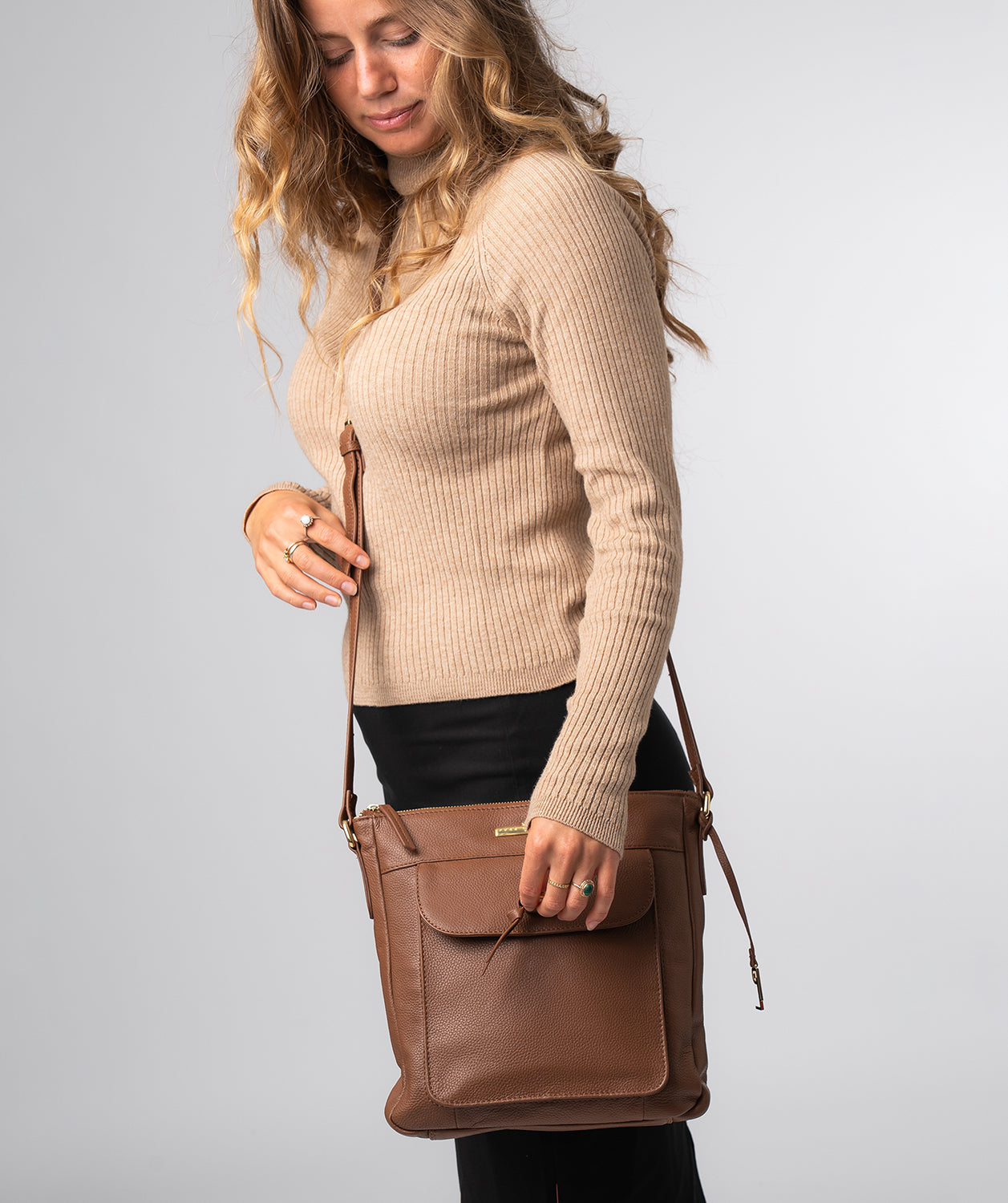 'Holbroke' Tan Leather Shoulder Bag