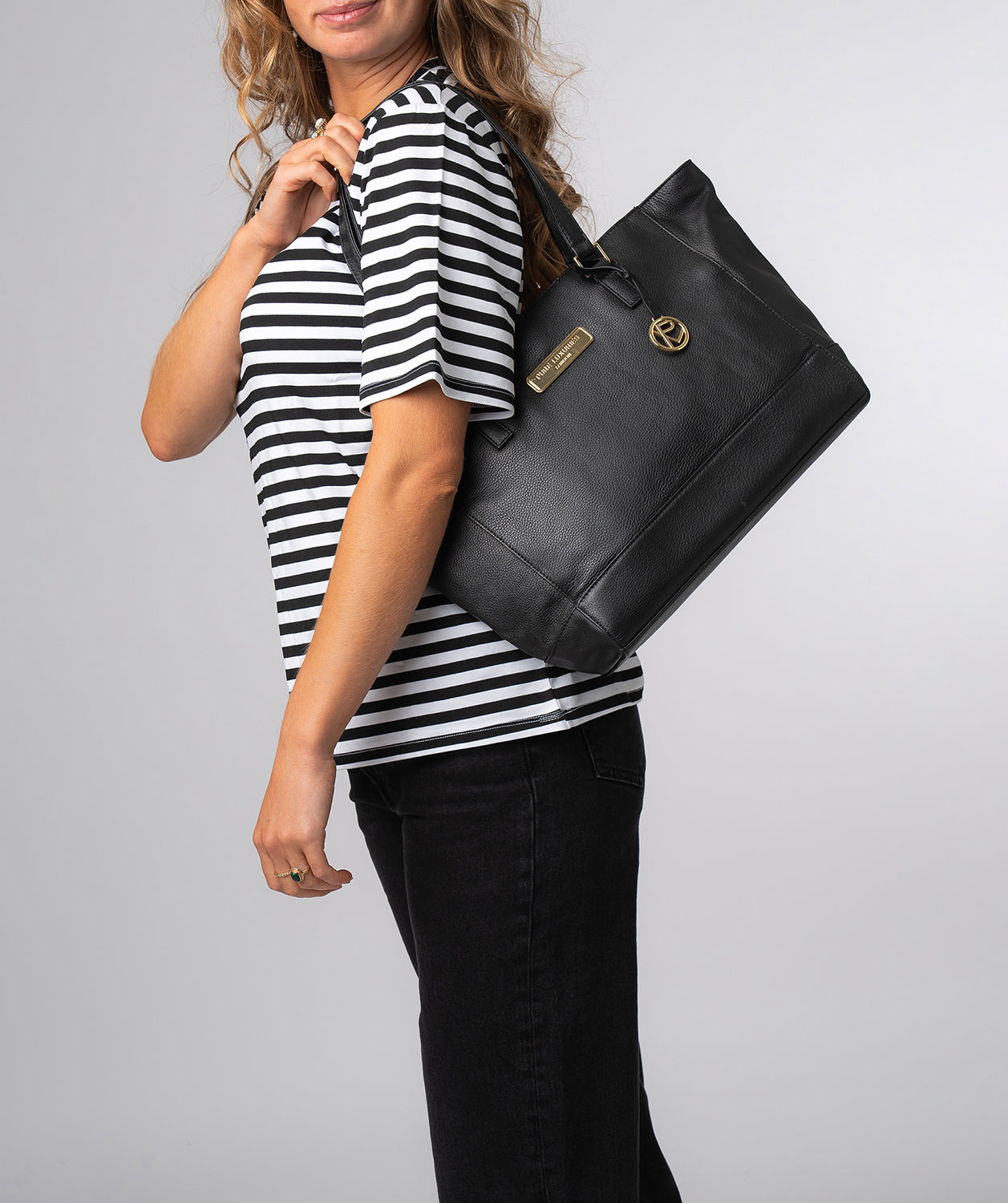 'Sophie' Black Leather Tote Bag