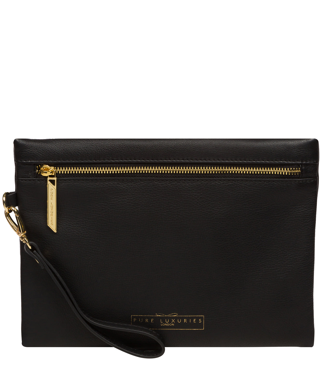 'Chalfont' Black Leather Clutch Bag