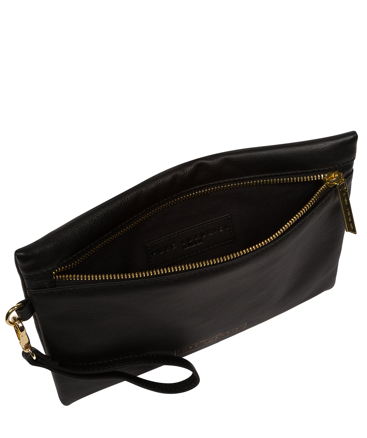 'Chalfont' Black Leather Clutch Bag