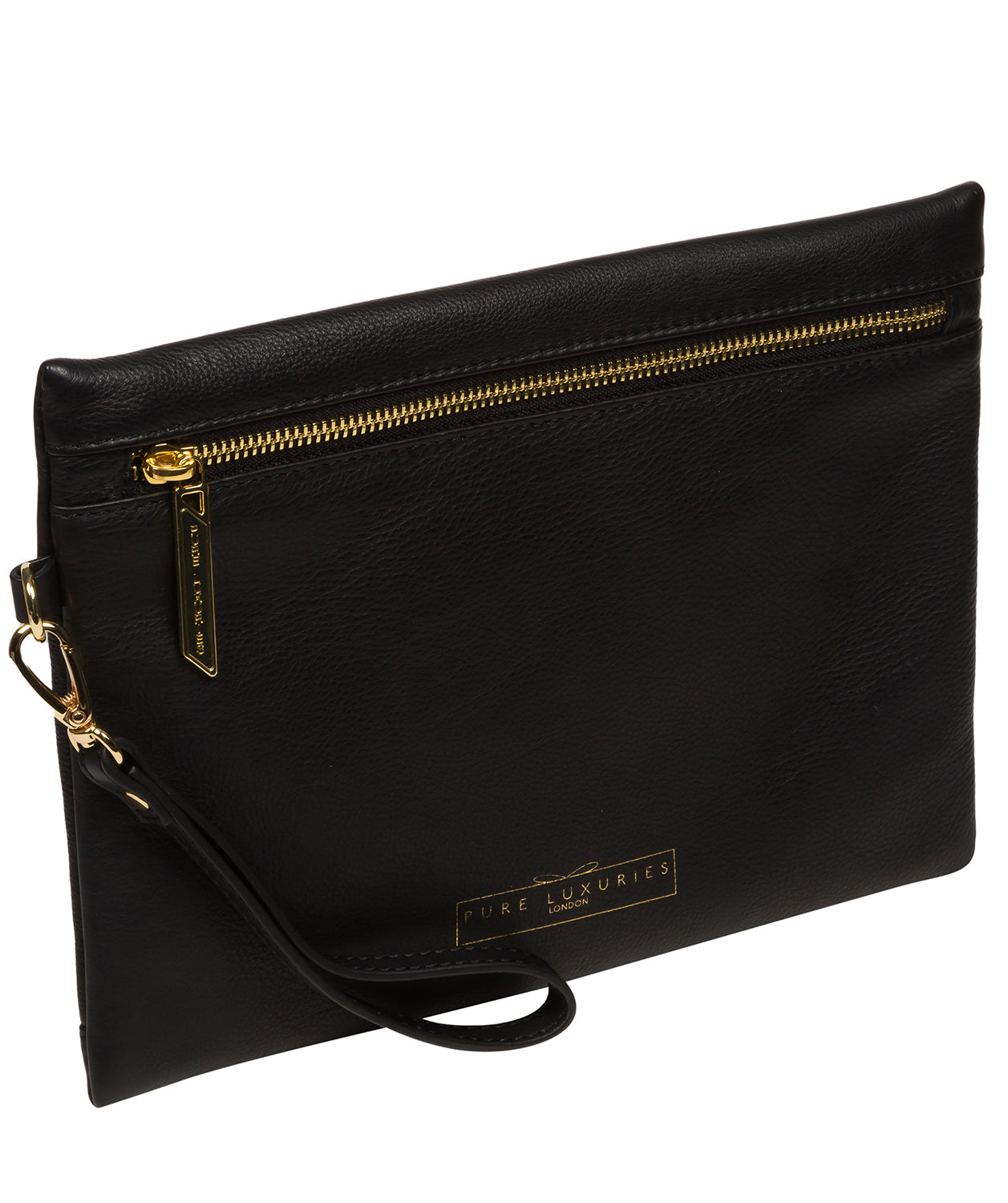 'Chalfont' Black Leather Clutch Bag