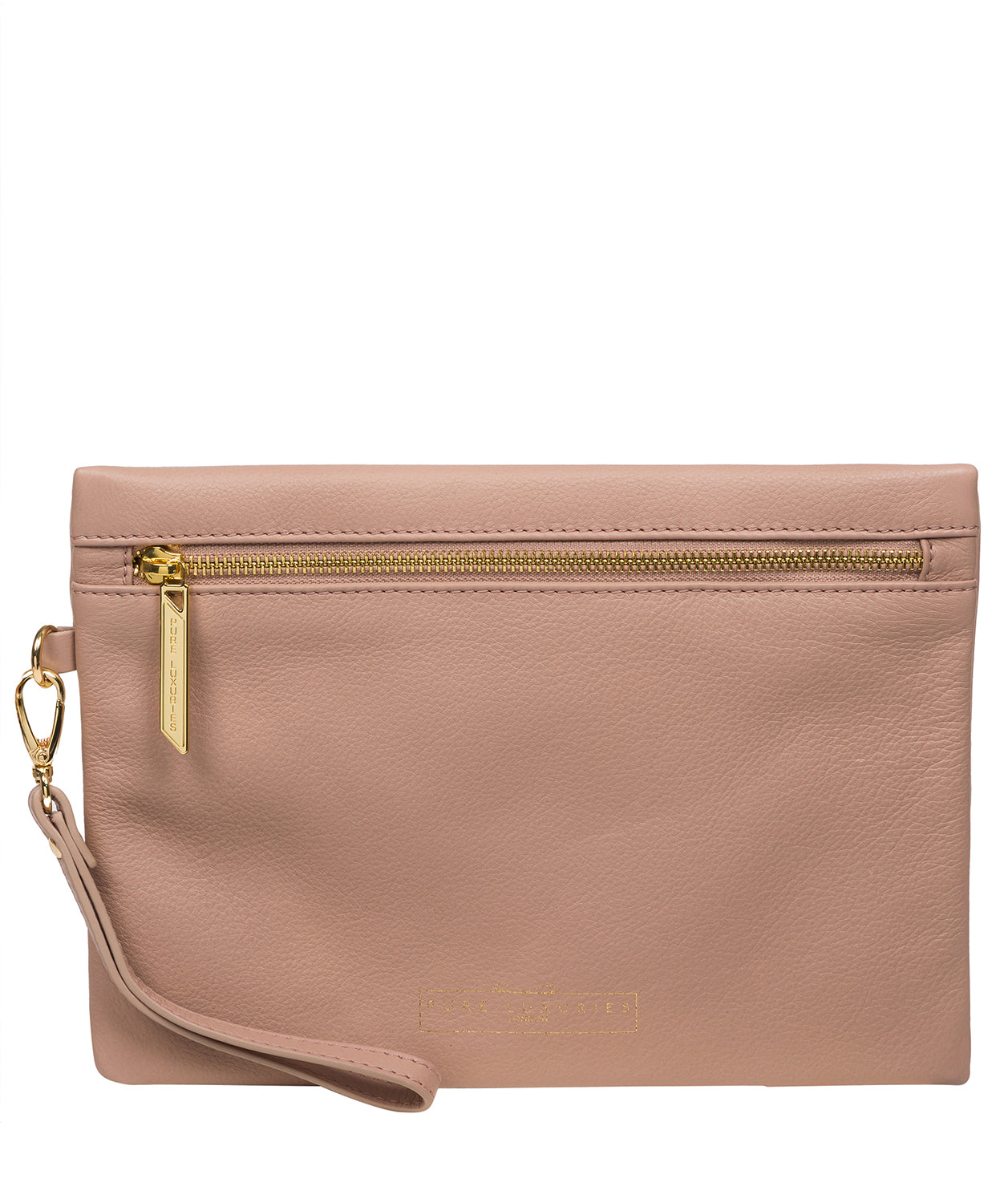 'Chalfont' Blush Pink Leather Clutch Bag