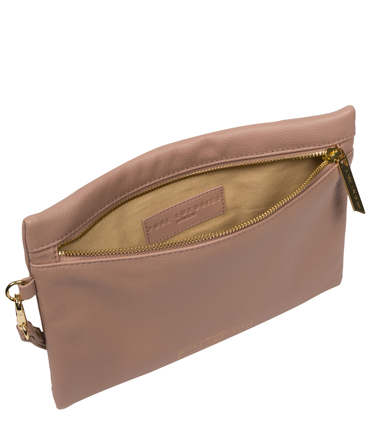 'Chalfont' Blush Pink Leather Clutch Bag