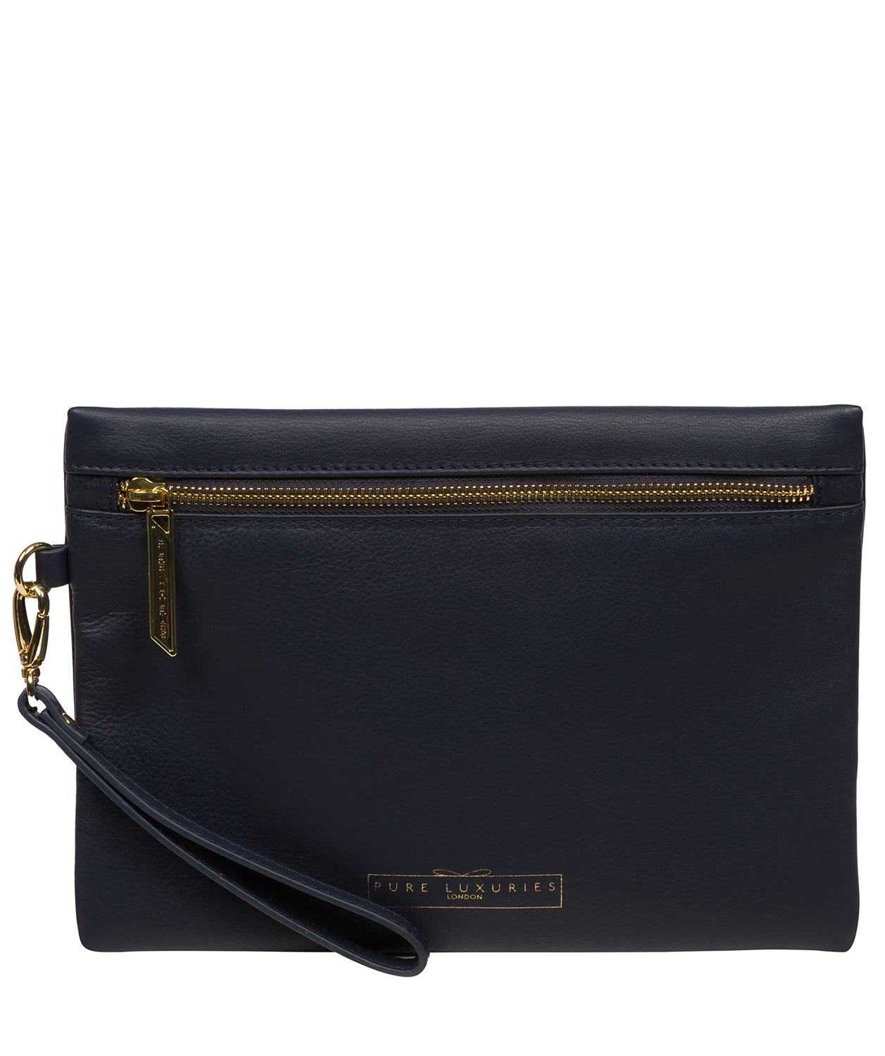 'Chalfont' Navy Leather Clutch Bag