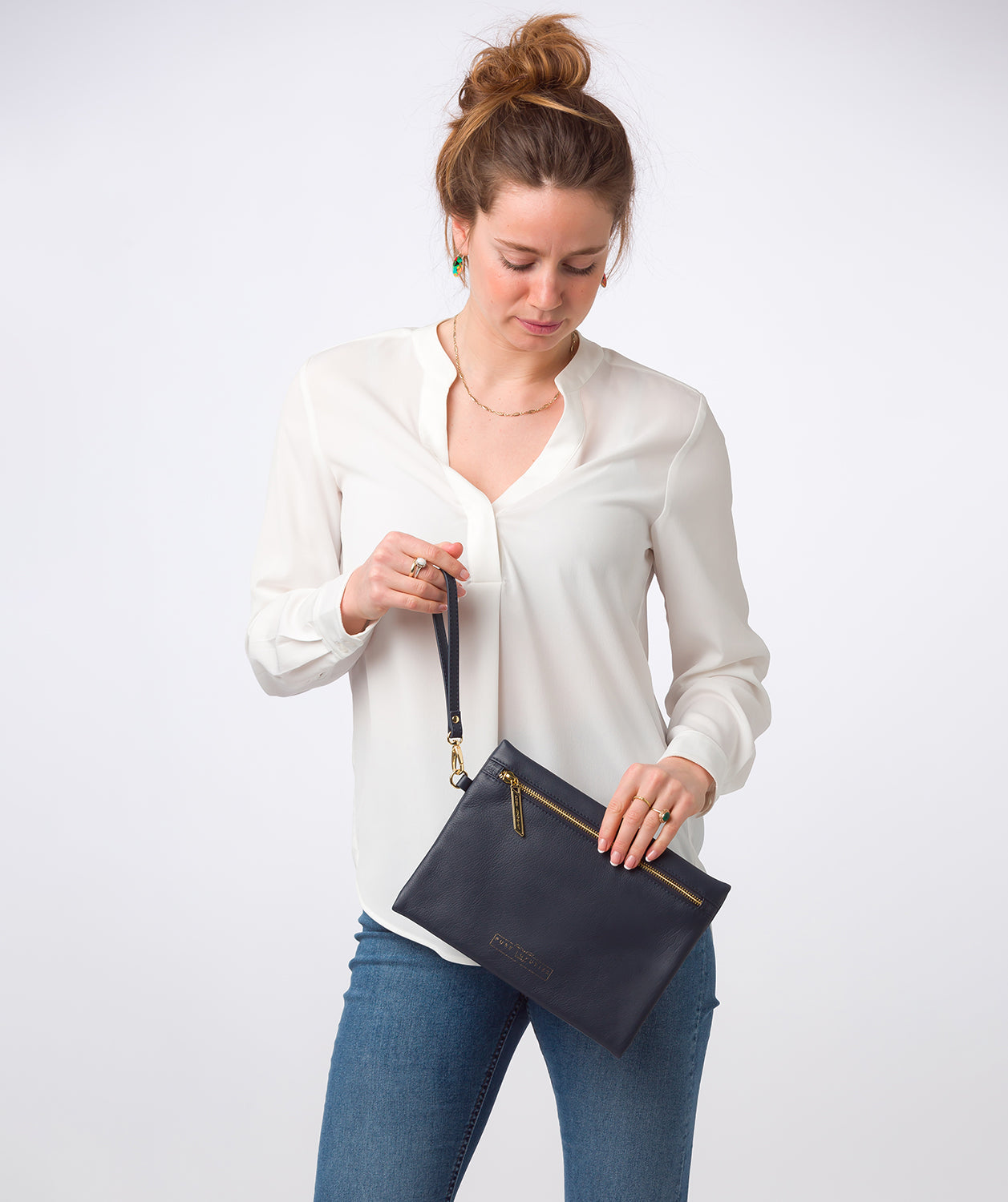 Blue Leather Clutch Bag Chalfont by Pure Luxuries
