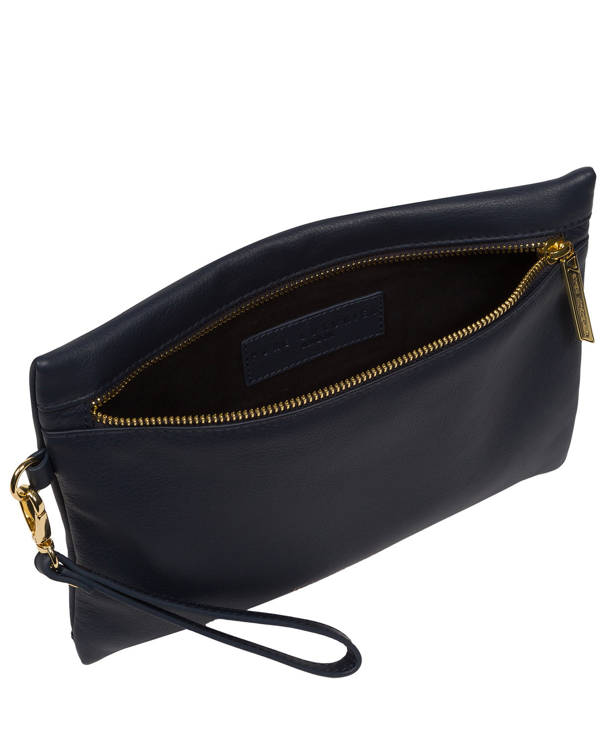 'Chalfont' Navy Leather Clutch Bag