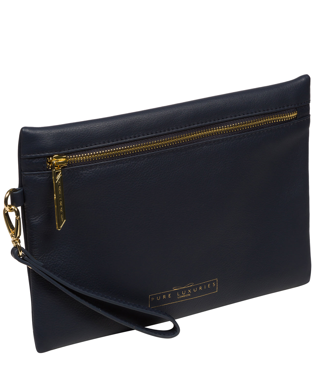 'Chalfont' Navy Leather Clutch Bag