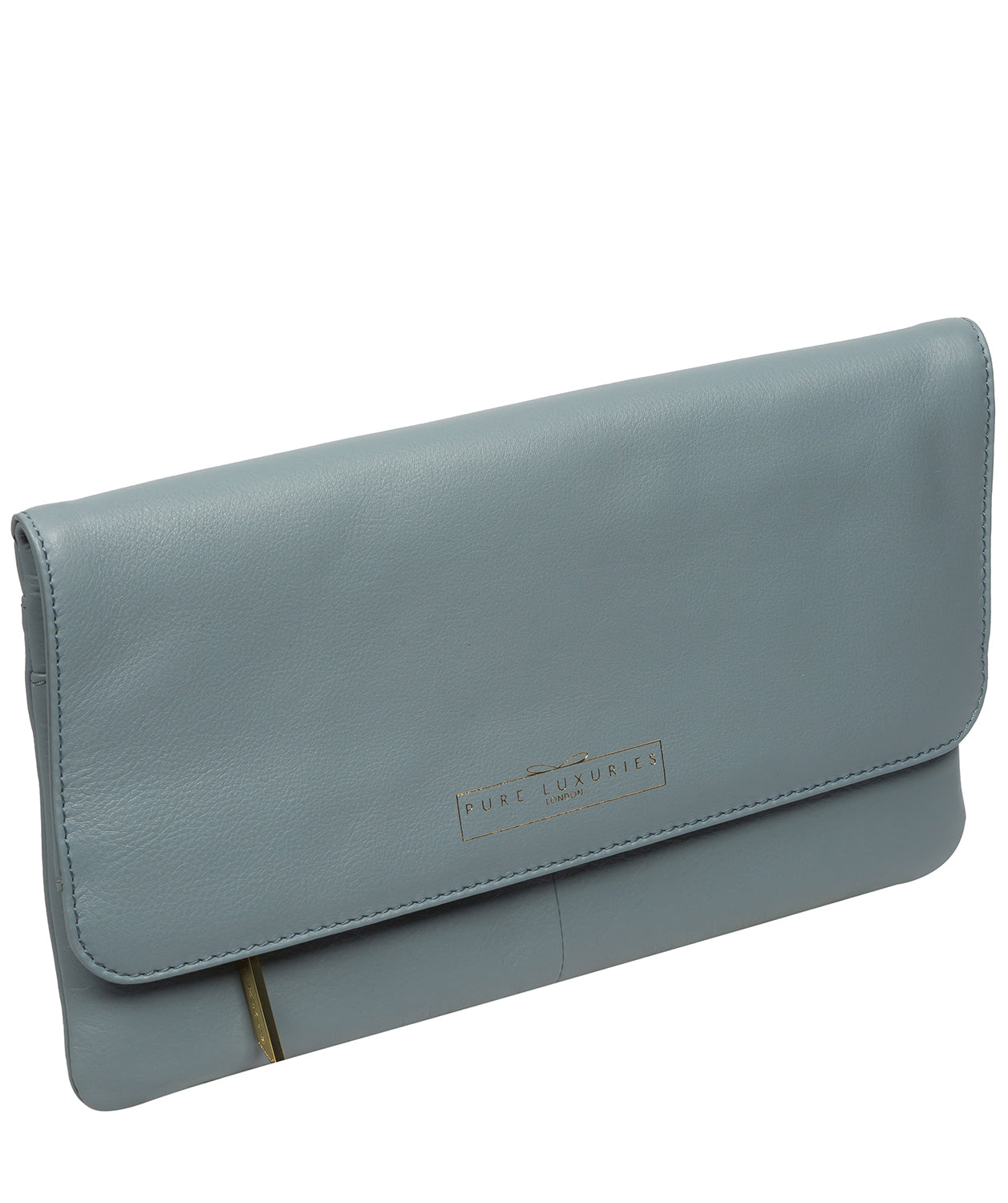 'Golders' Cashmere Blue Leather Clutch Bag