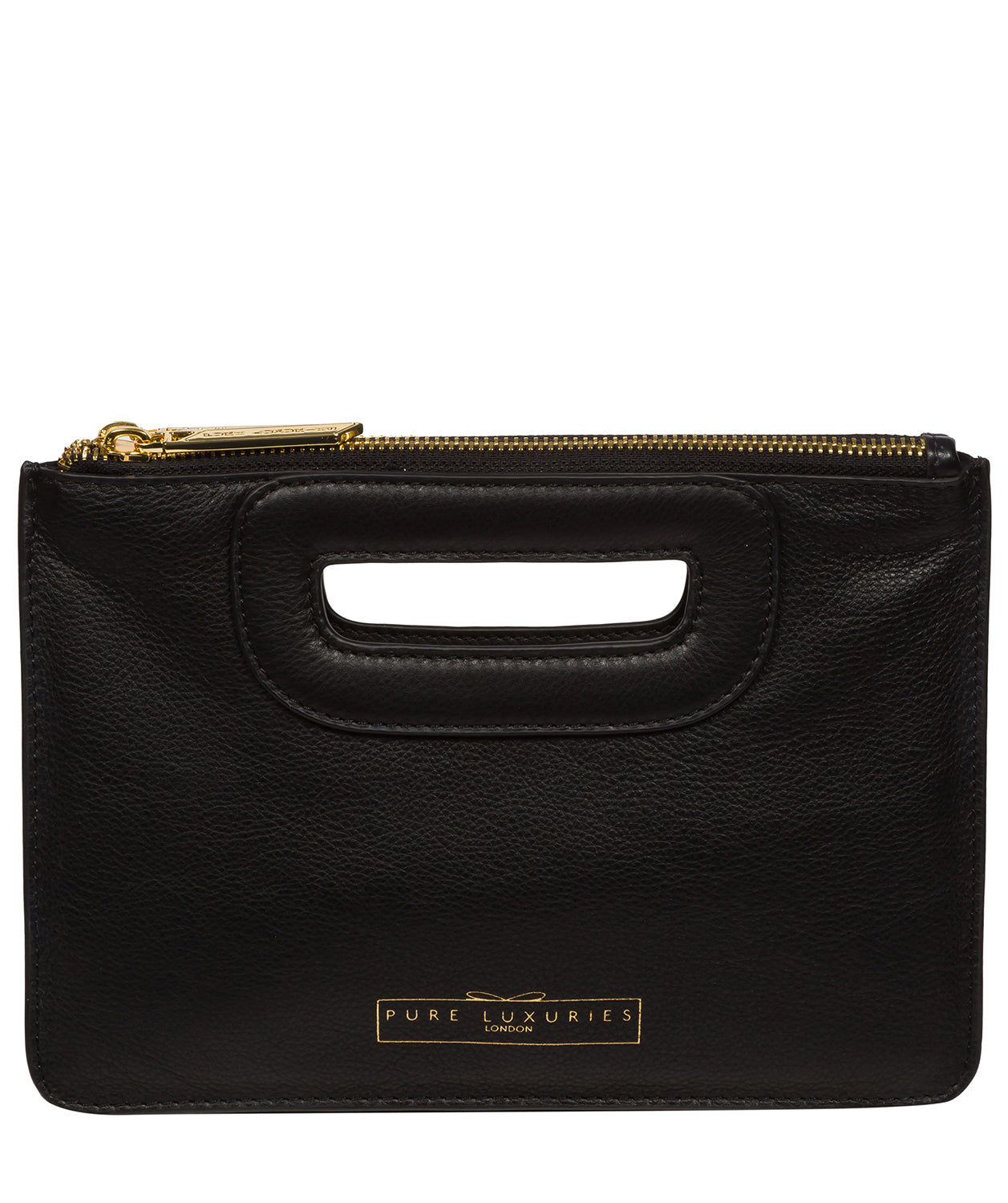 'Esher' Black Leather Clutch Bag