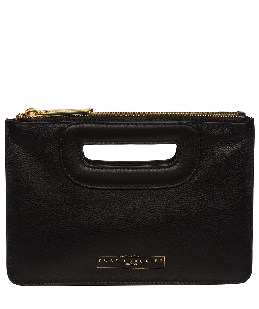 Large black leather clutch bag best sale