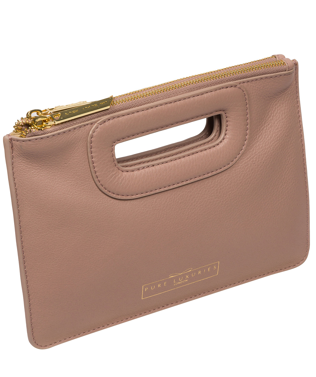 'Esher' Blush Pink Leather Clutch Bag