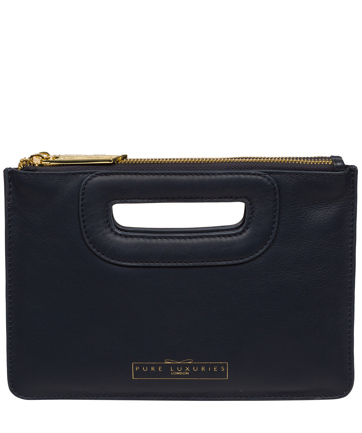 'Esher' Navy Leather Clutch Bag