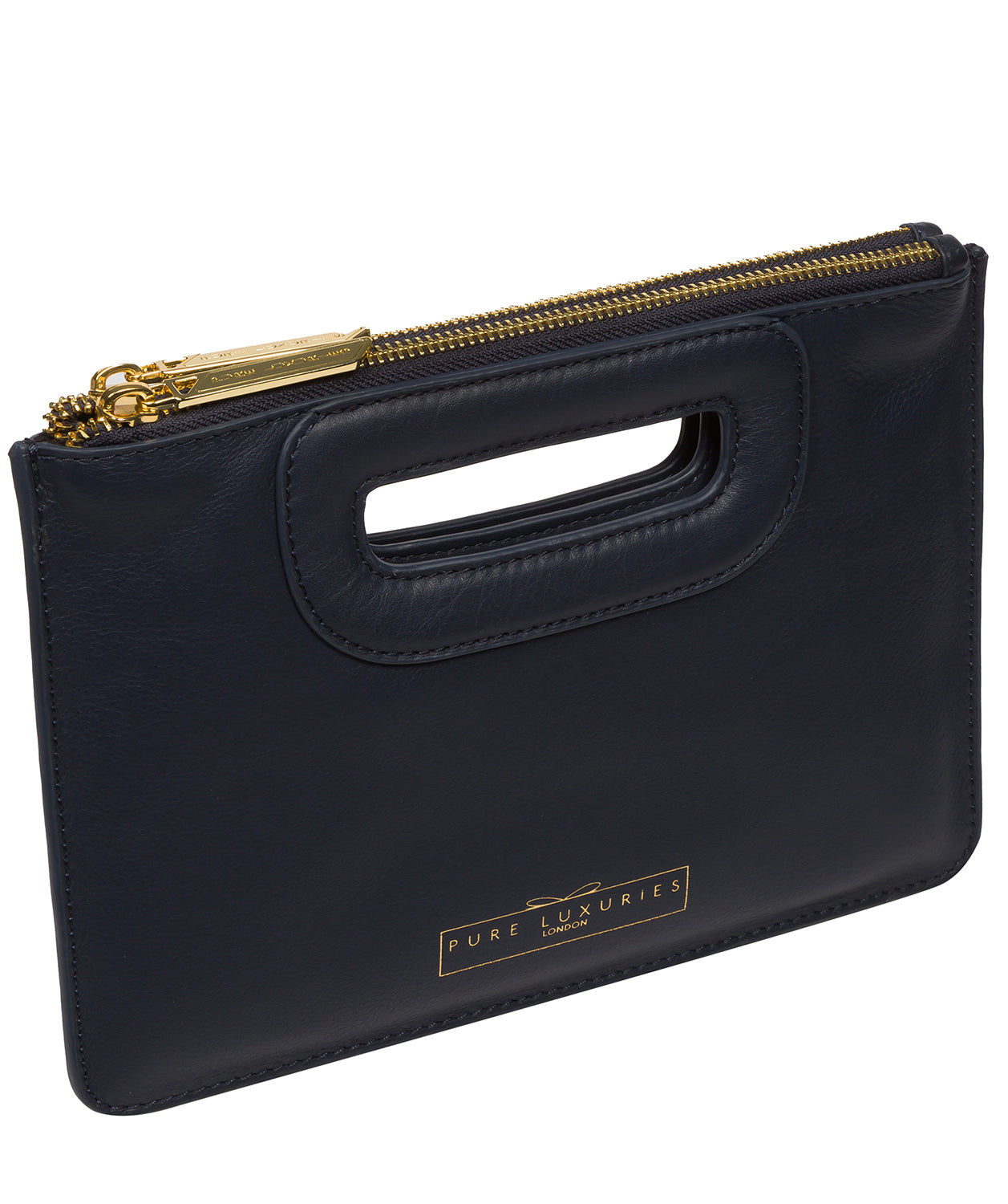 'Esher' Navy Leather Clutch Bag