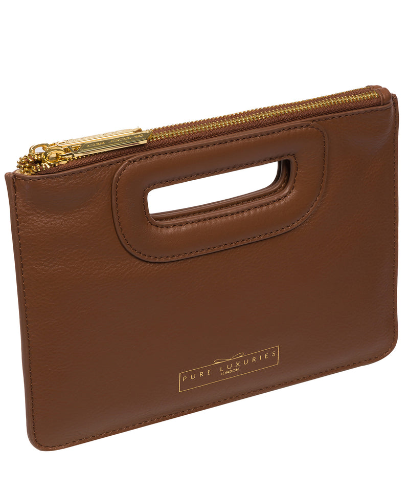 'Esher' Tan Leather Clutch Bag