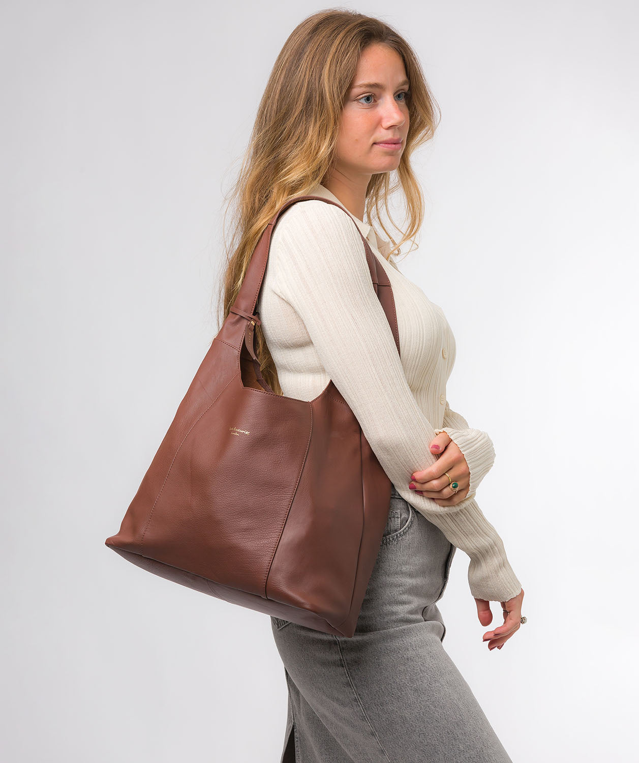 Pure Luxuries Eco Collection Bags: 'Nina' Conker Brown Leather Shoulder Bag