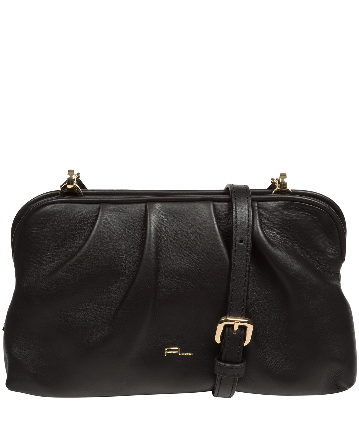 Pure Luxuries Knightsbridge Collection Bags: 'Halsey' Black Nappa Leather Cross Body Clutch Bag